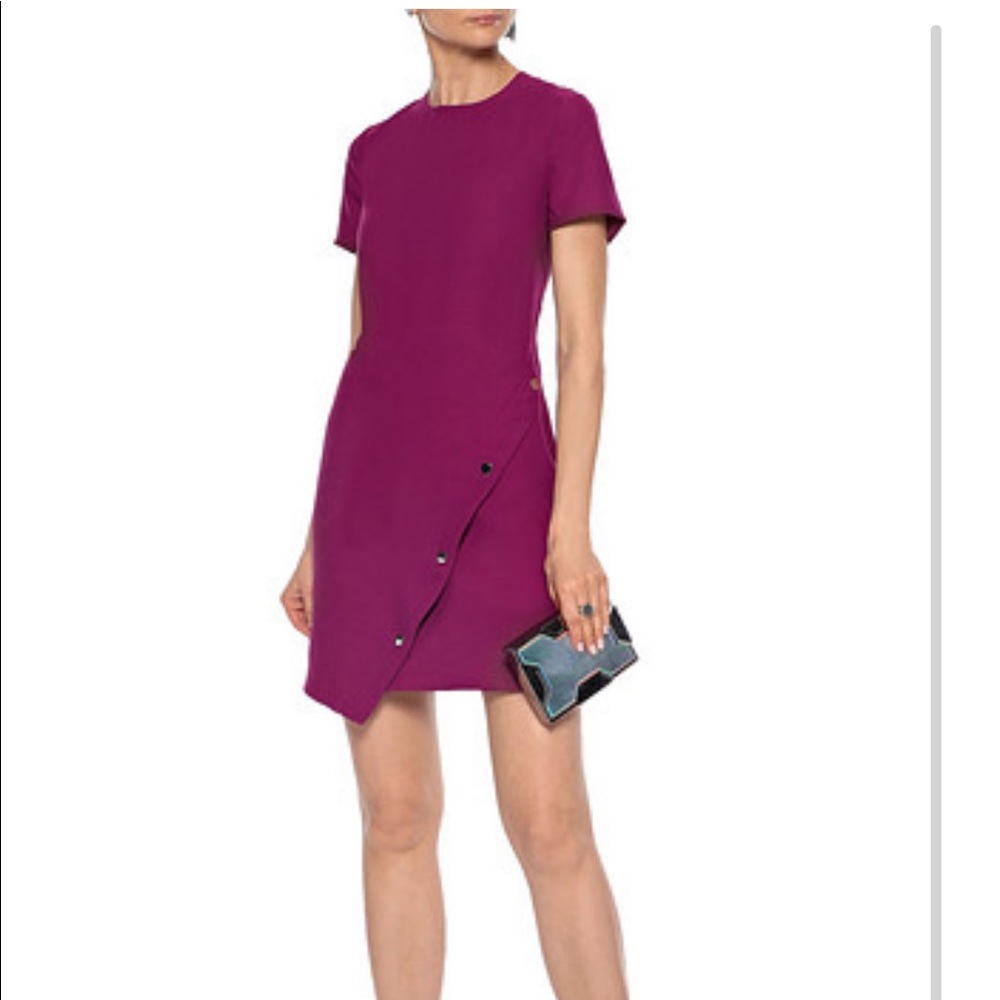 Barbara Button-Detailed crepe mini dress